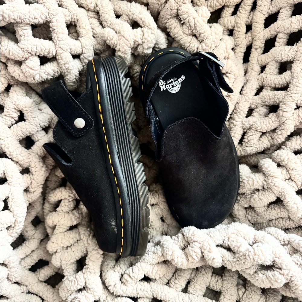 Dr. Martens Black Zebzag Slingback Suede Slip-Ons Mules - Picture 3 of 7